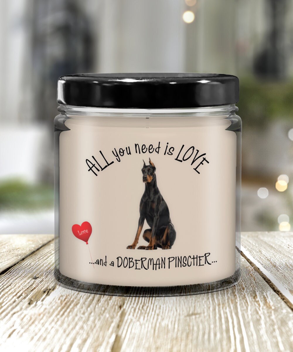 Doberman Scented Candle Gift for Dog Lovers with Vanilla Aroma