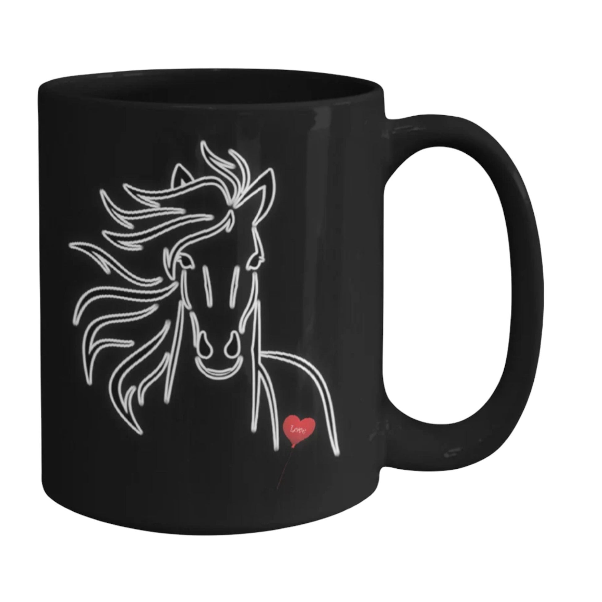 I Love Horses Black Coffee Mug Unique Horse Gift Cup