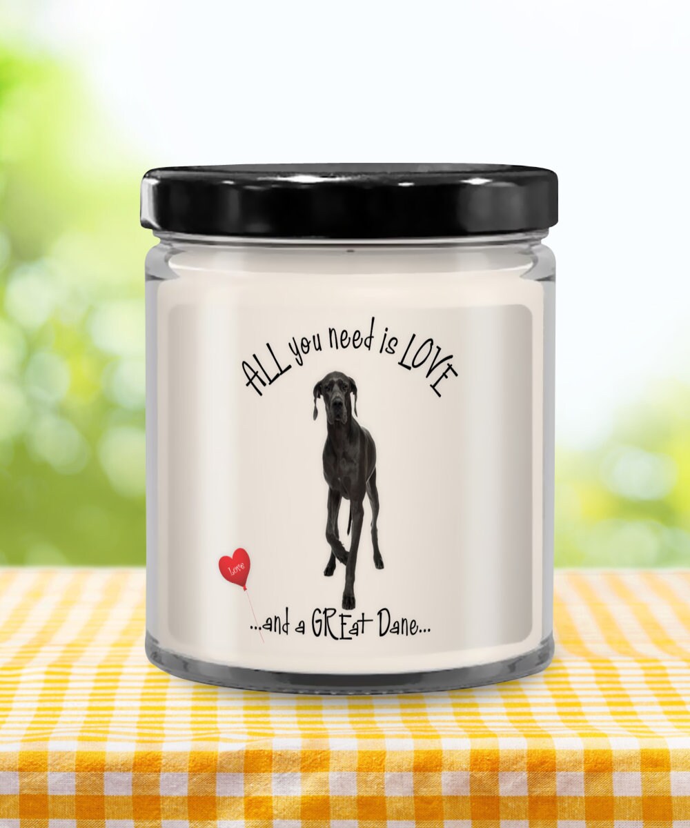 All you need is love with this Great Dane dog candle gift