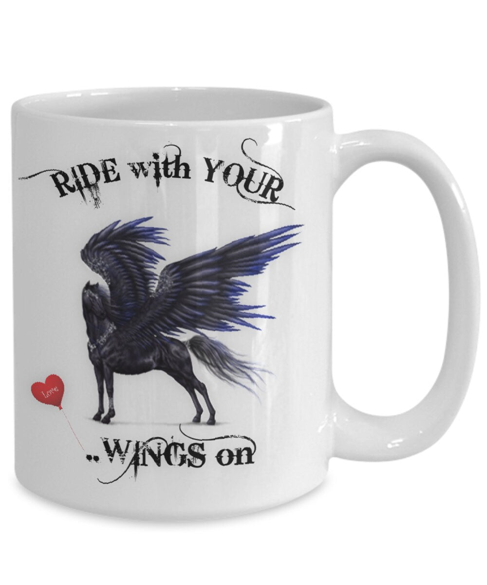 Ride with Your Wings On Horse Art Ceramic Coffee Mug