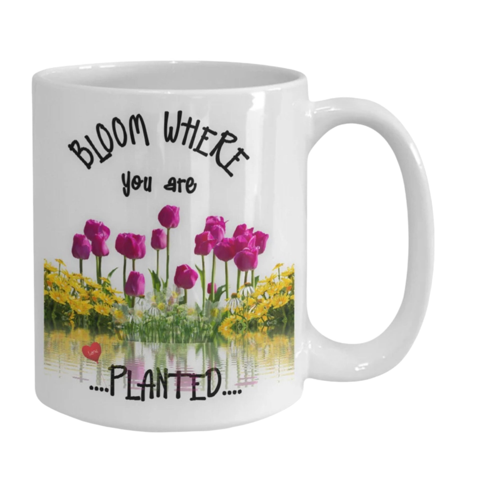 Garden Flowers Mug with Tulips Inspirational Coffee Cup Gift