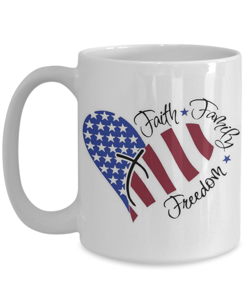 Faith Family Freedom Patriotic Coffee Mug for Everyday Use