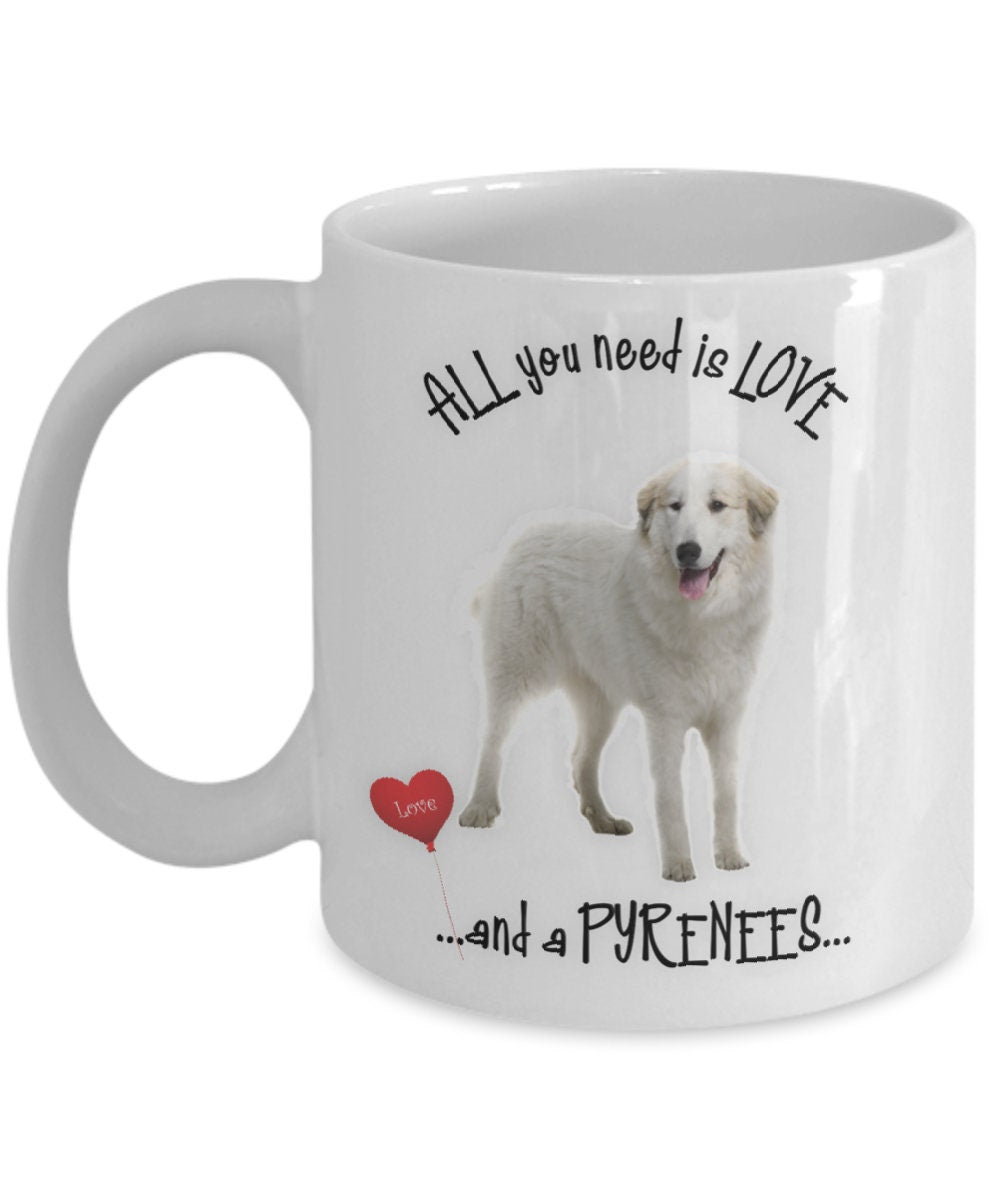 Show your love for Pyrenees dogs with this charming coffee mug