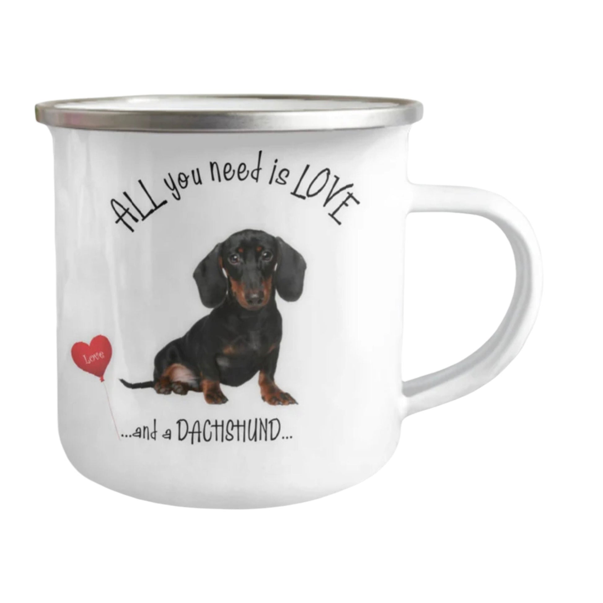 All you need is love and a Dachshund coffee camper mug
