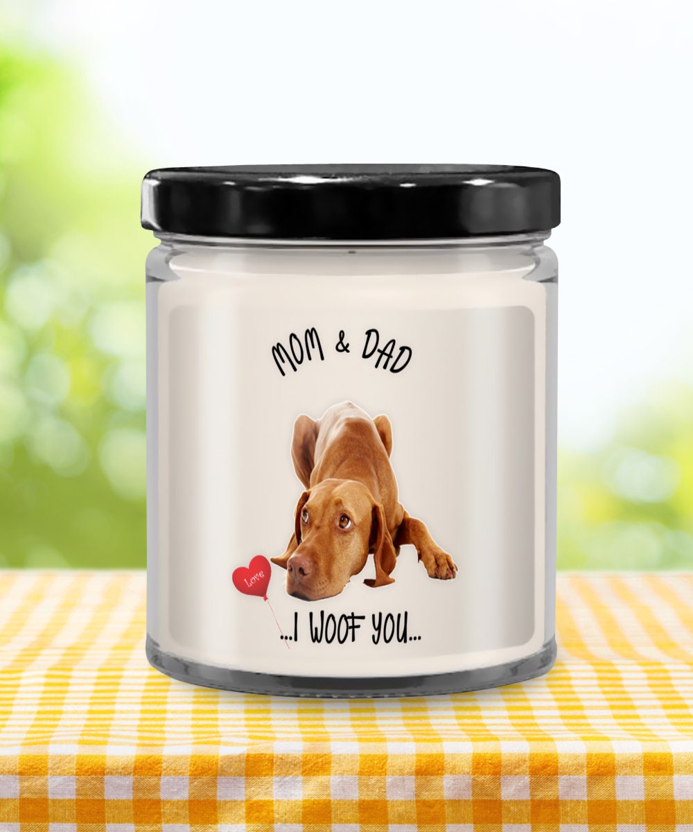 Vizsla Candle I Woof You Vanilla Gift for Dog Lovers