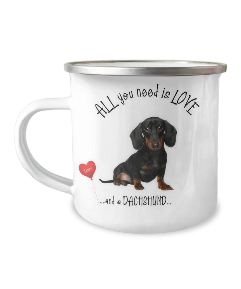 All you need is love and a Dachshund coffee camper mug