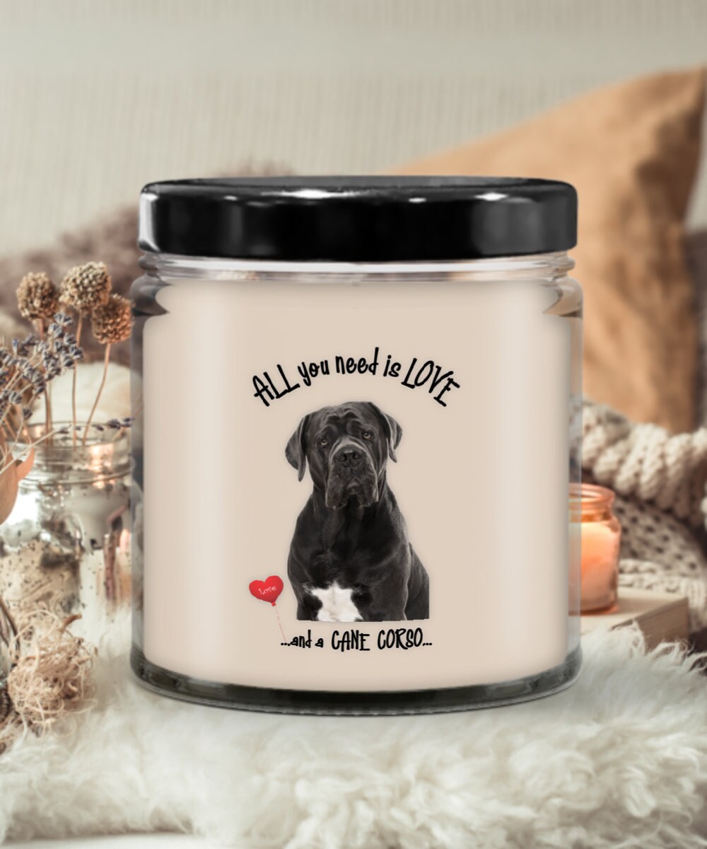 All you need is love and a Cane Corso dog candle gift