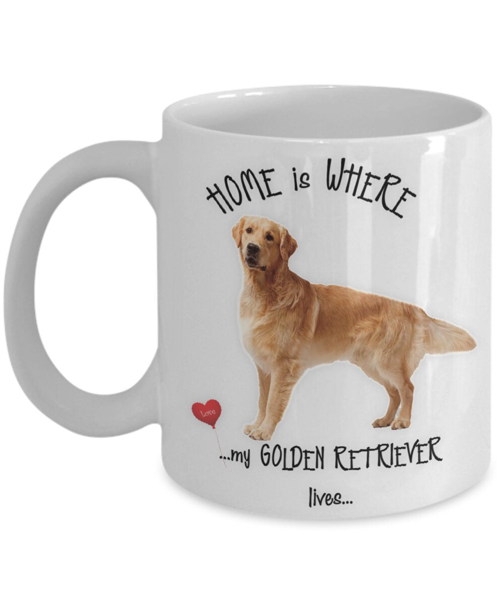 Home Is Where My Golden Retriever Lives Coffee Mug Gift