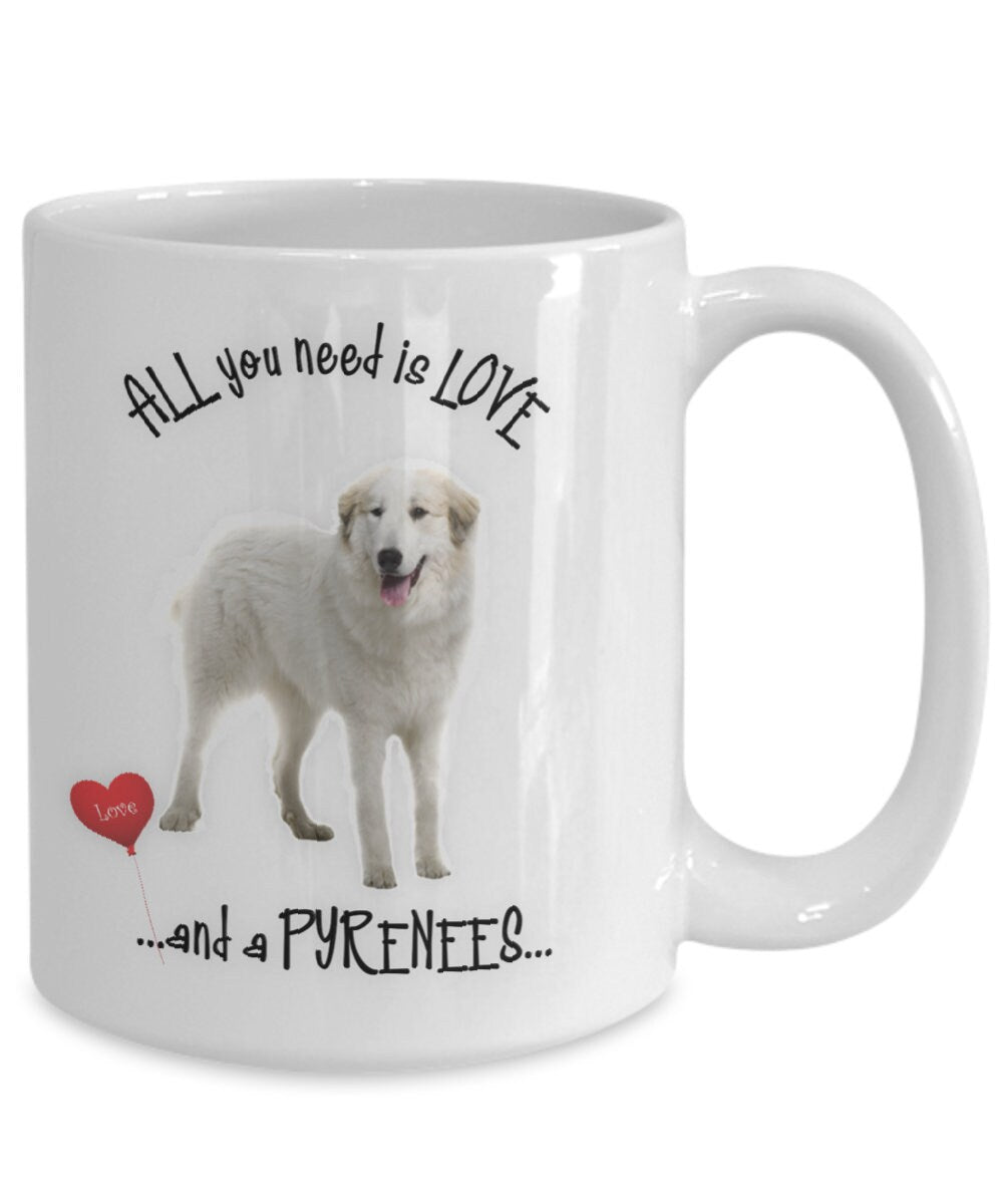 Show your love for Pyrenees dogs with this charming coffee mug