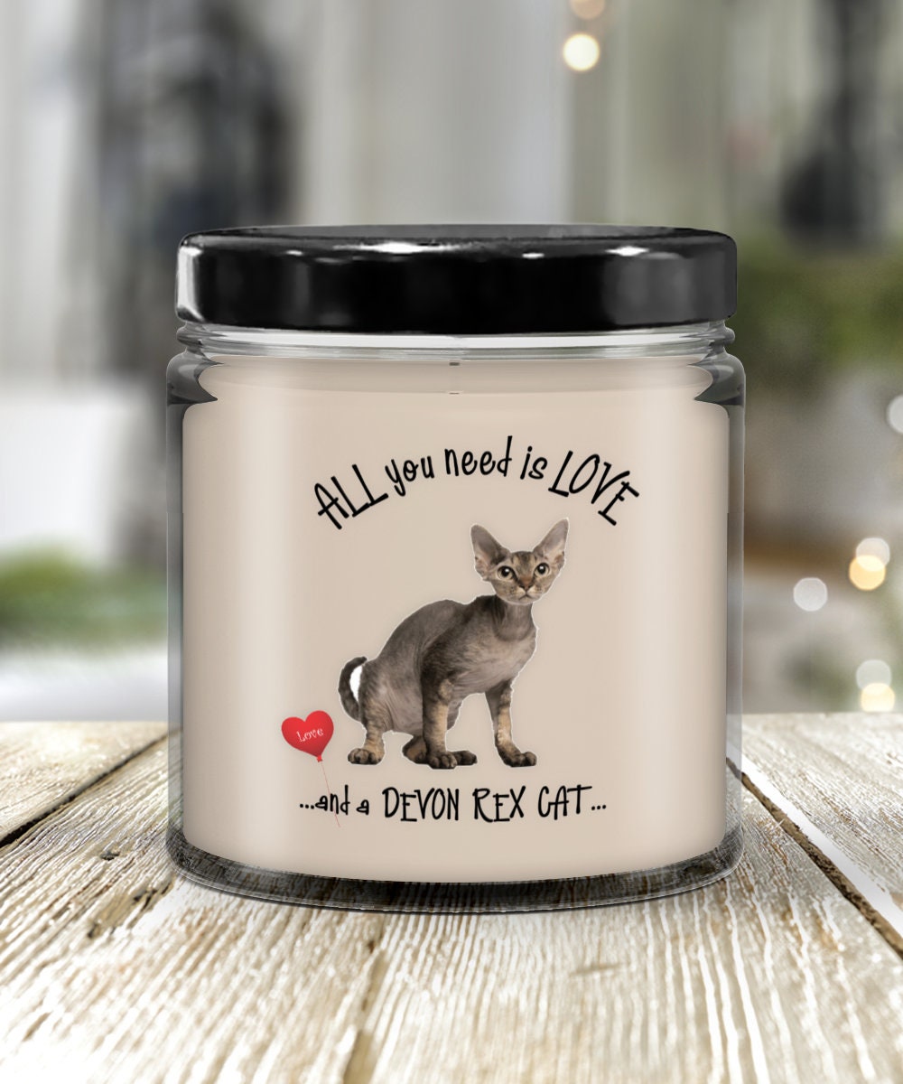 Devon Rex Cat Candle for Cat Lovers All You Need Is Love