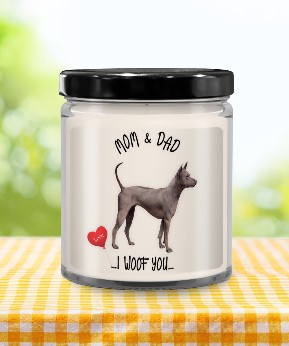 Thai Ridgeback Dog Candle Gift for Mom and Dad I Woof You