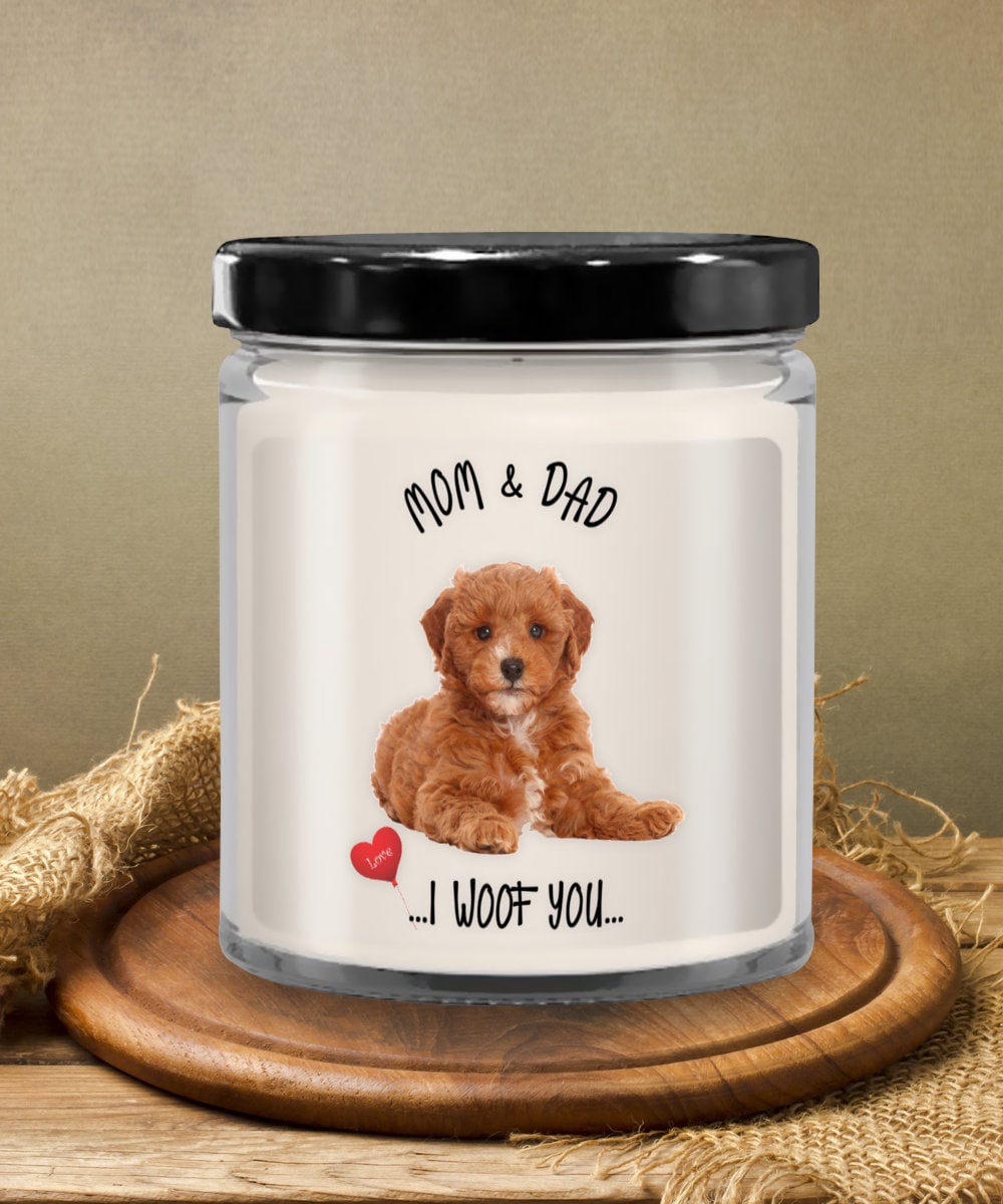 Mom and Dad I Woof You Cavapoo Dog Candle Gift
