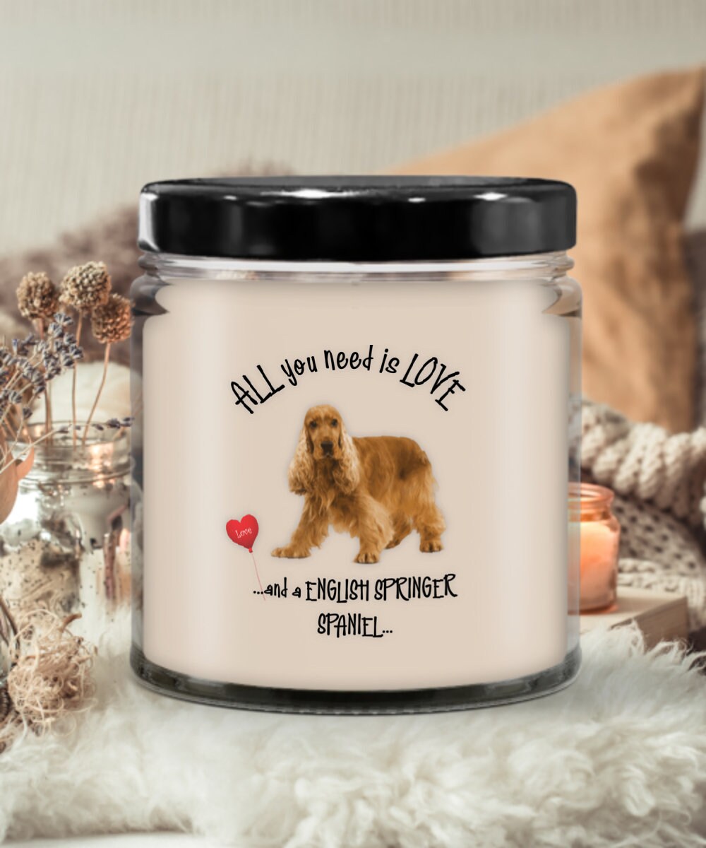 All you need is love with this English Springer Spaniel candle