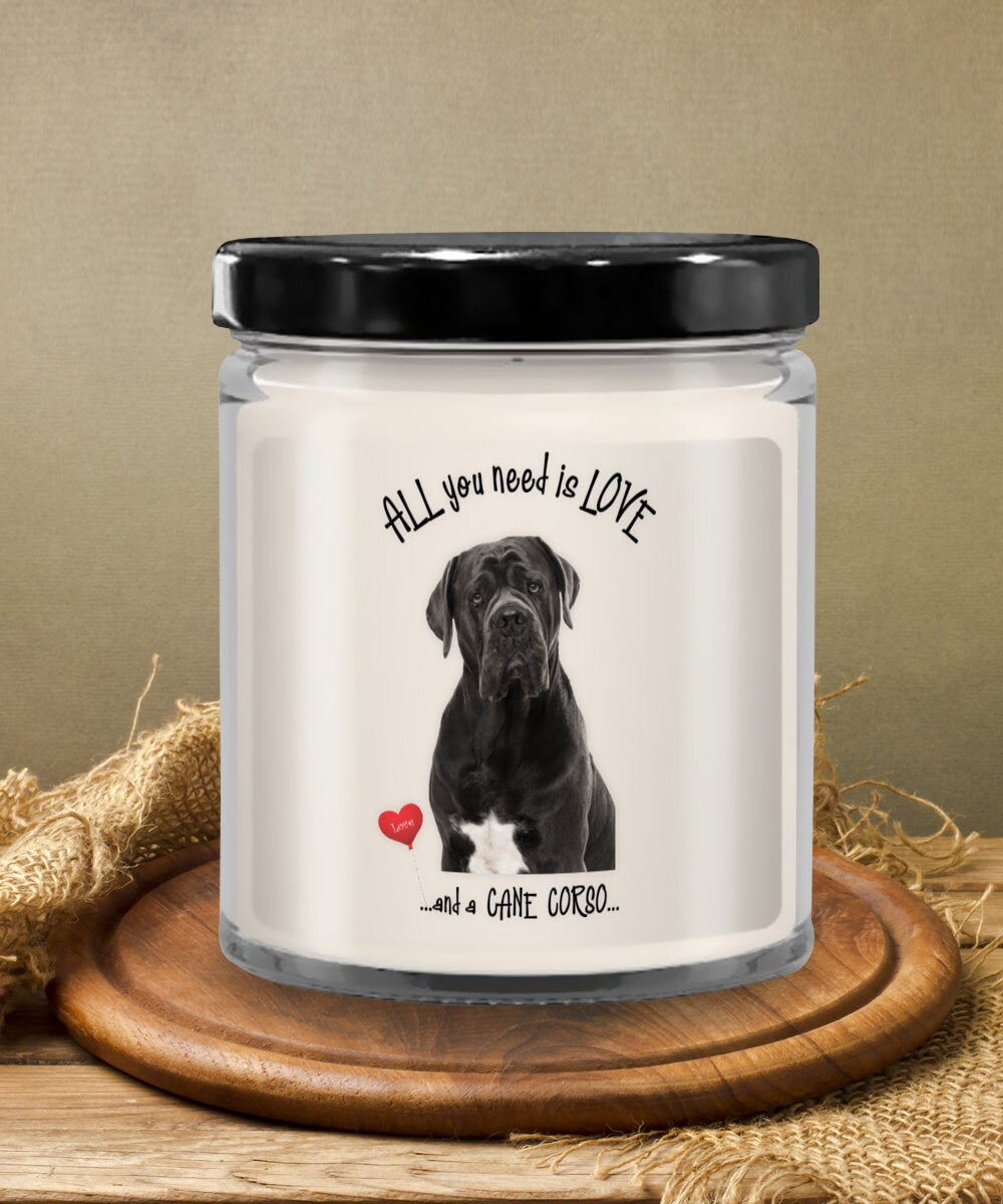 All you need is love and a Cane Corso dog candle gift