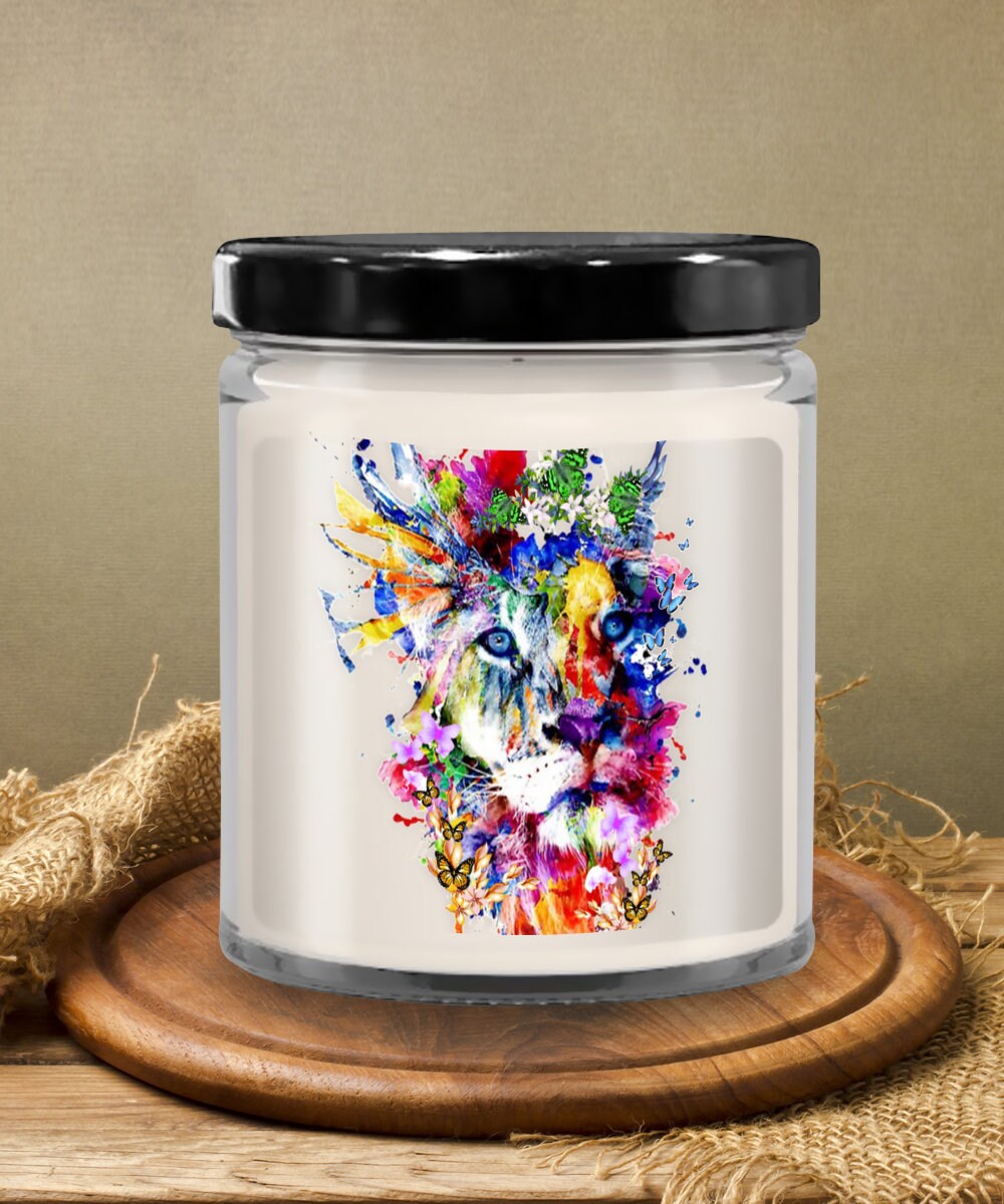 Artsy Lion Candle Gift Decorative Hand Poured Scented Decor
