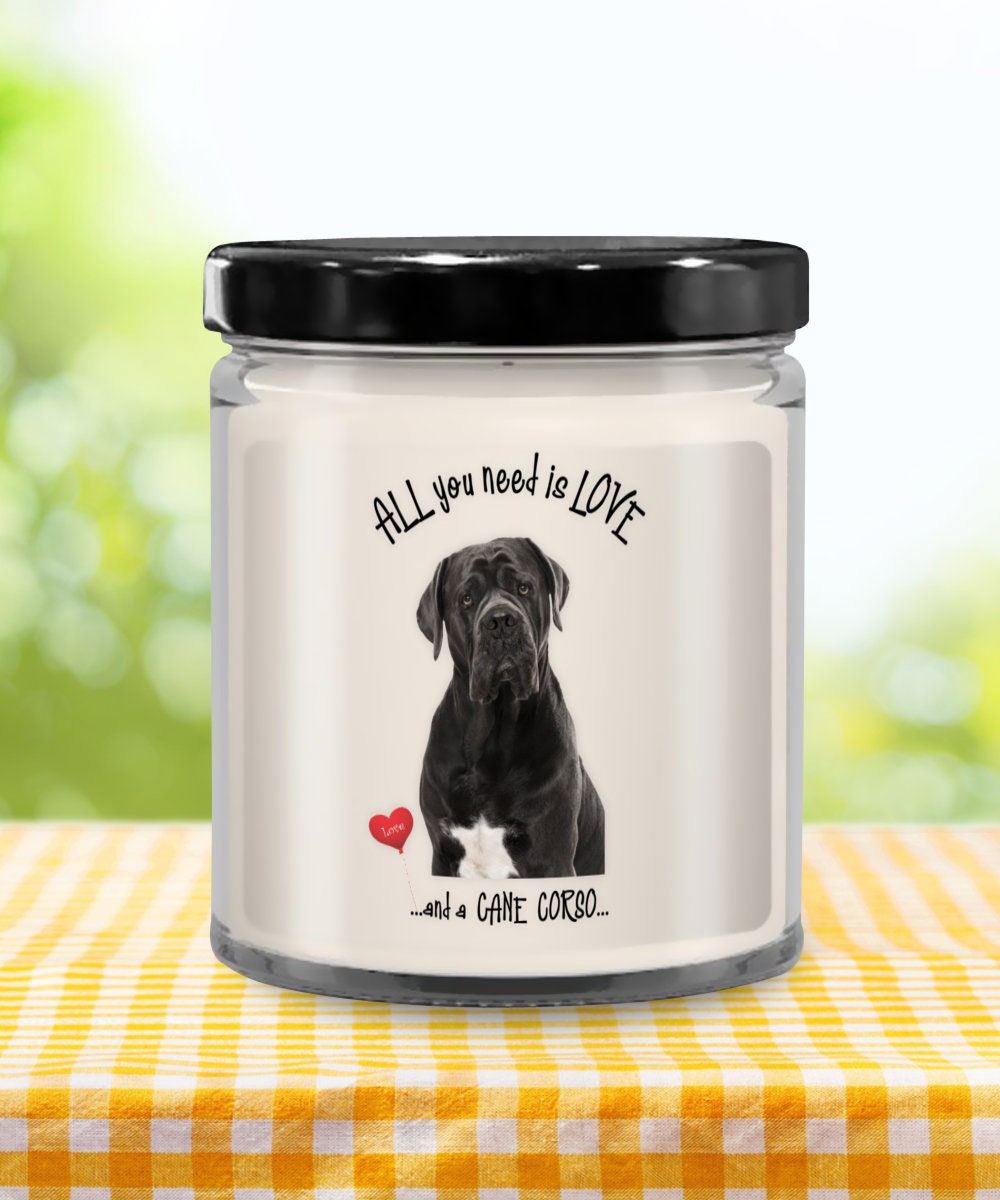 All you need is love and a Cane Corso dog candle gift
