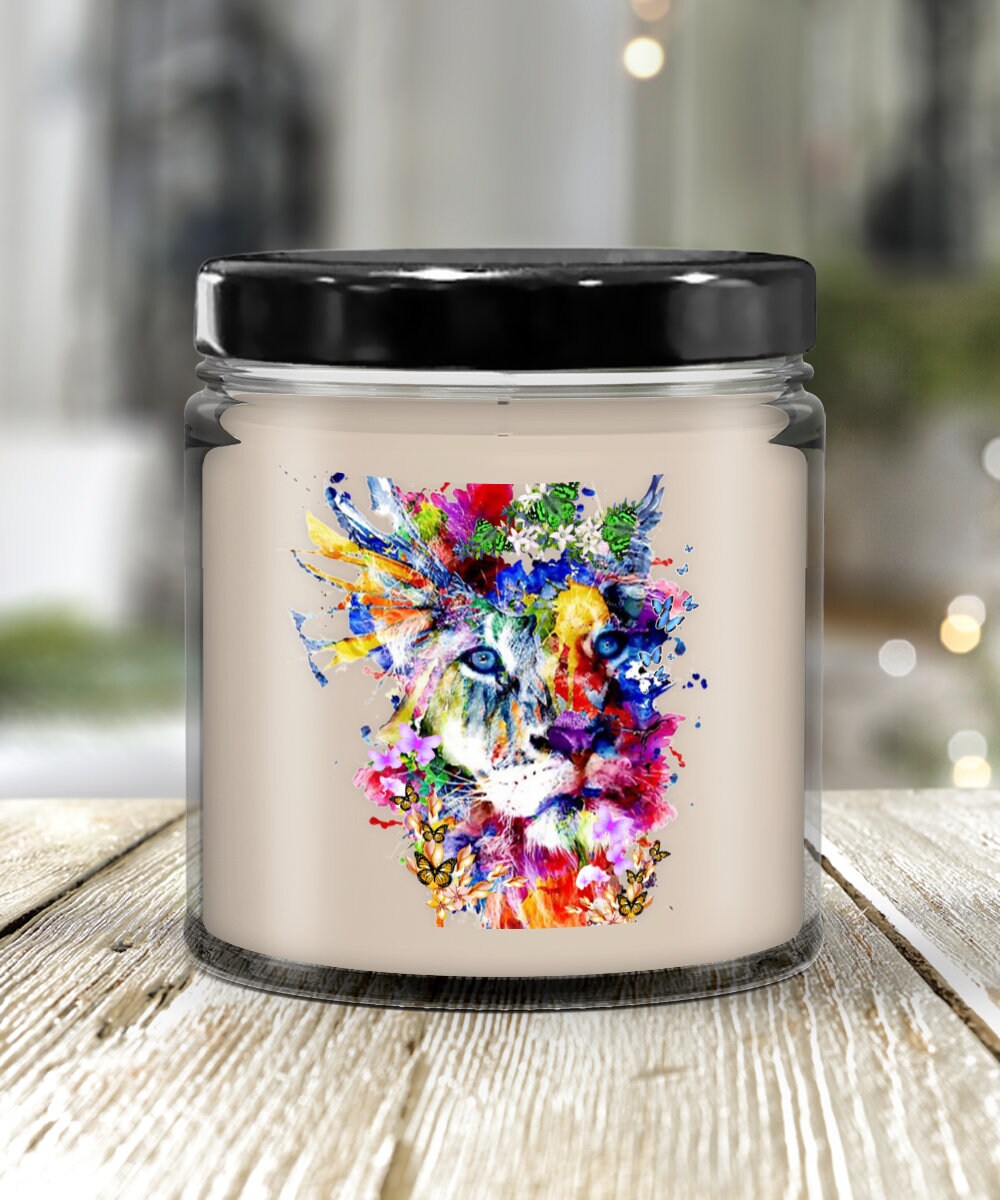 Artsy Lion Candle Gift Decorative Hand Poured Scented Decor