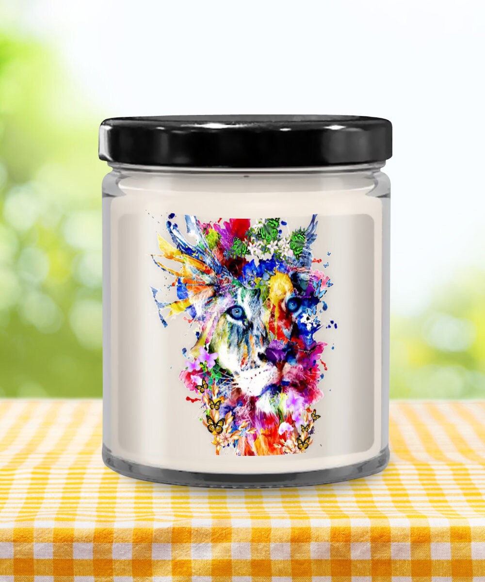 Artsy Lion Candle Gift Decorative Hand Poured Scented Decor