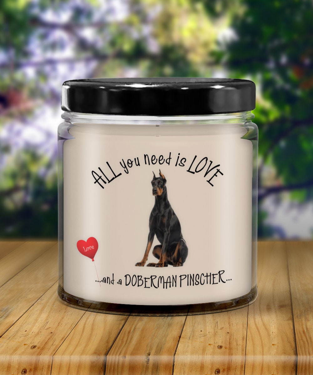 Doberman Scented Candle Gift for Dog Lovers with Vanilla Aroma