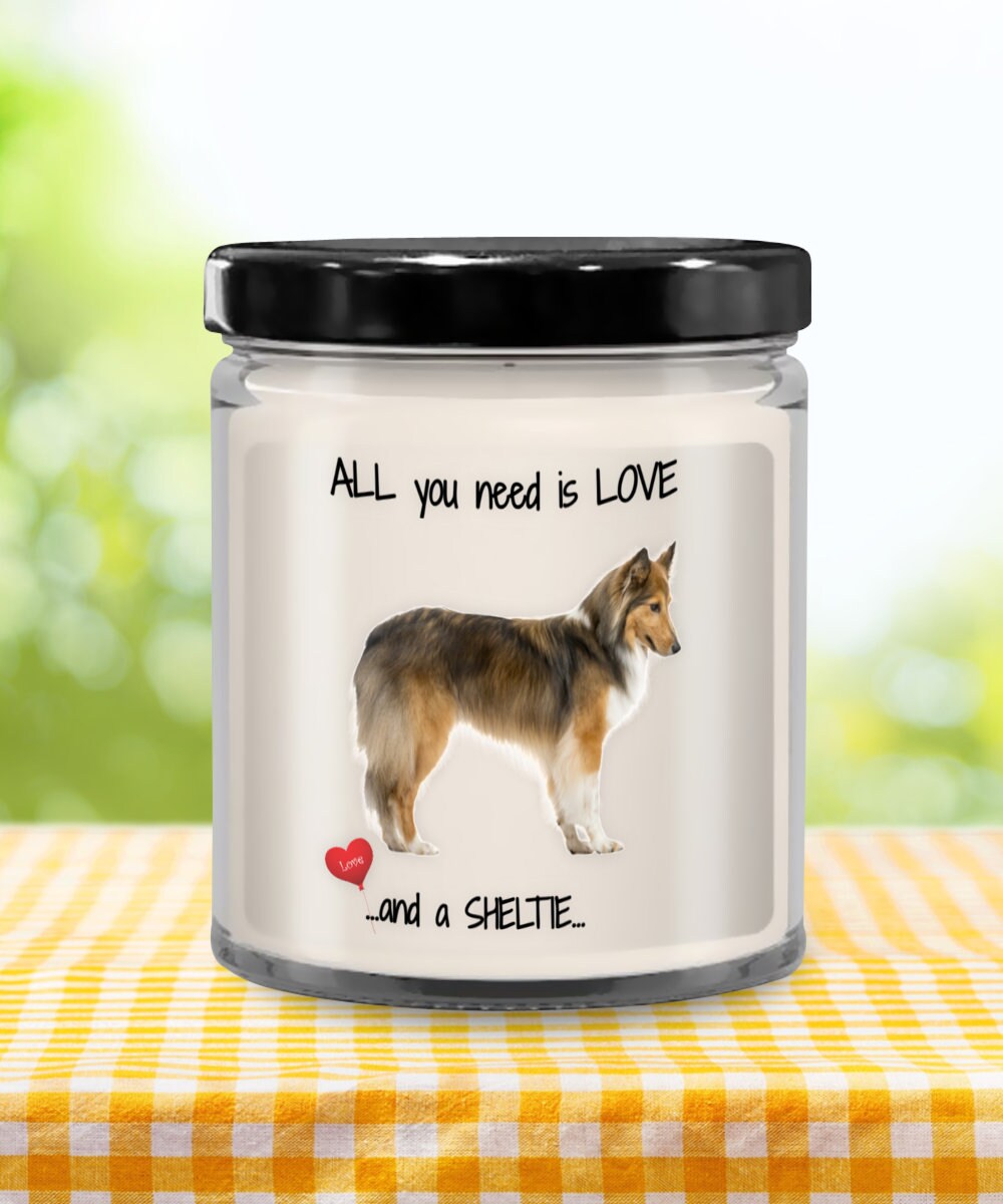 All you need is love and a Sheltie dog candle