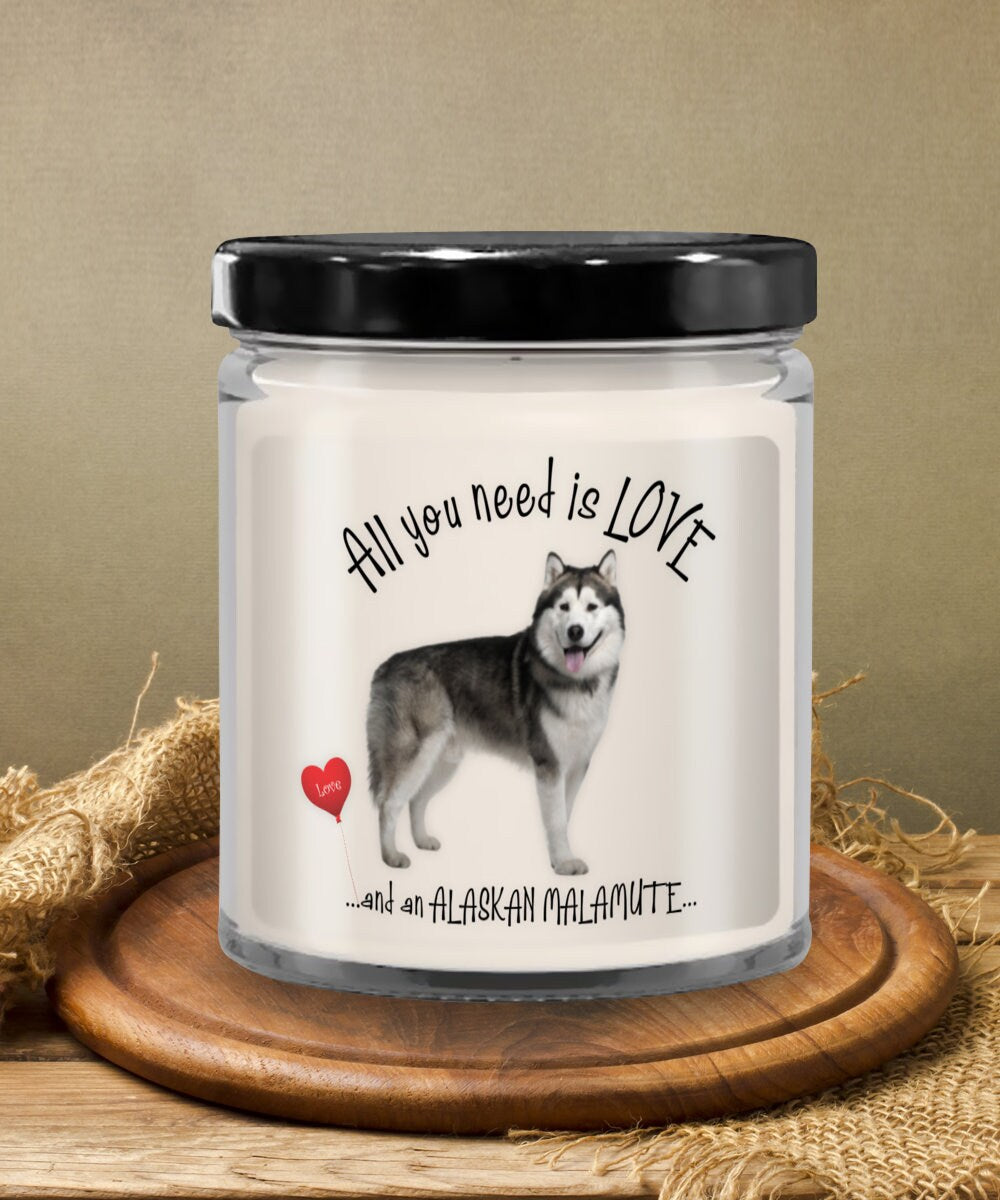 Vanilla Scented Malamute Dog Candle Gift for Dog Lovers