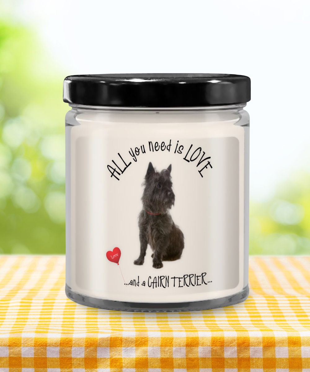 All you need is love and a Cairn Terrier dog candle gift