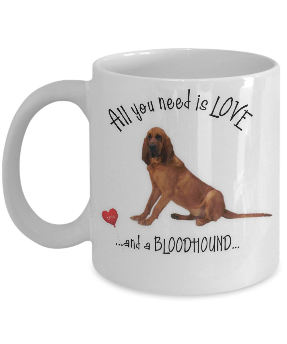 All you need is love and a Bloodhound on this charming mug