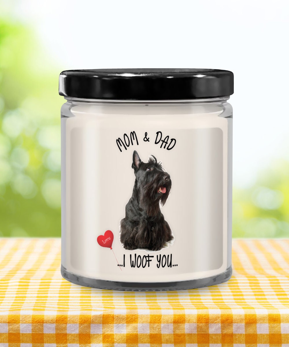 Scotty Dog Mom and Dad I Woof You Vanilla Scented Candle