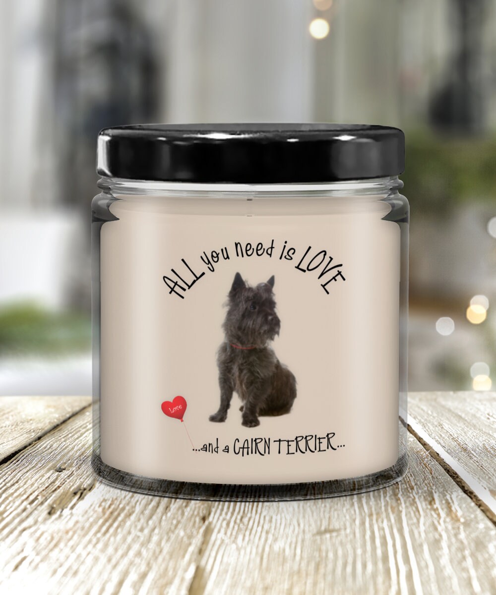 All you need is love and a Cairn Terrier dog candle gift