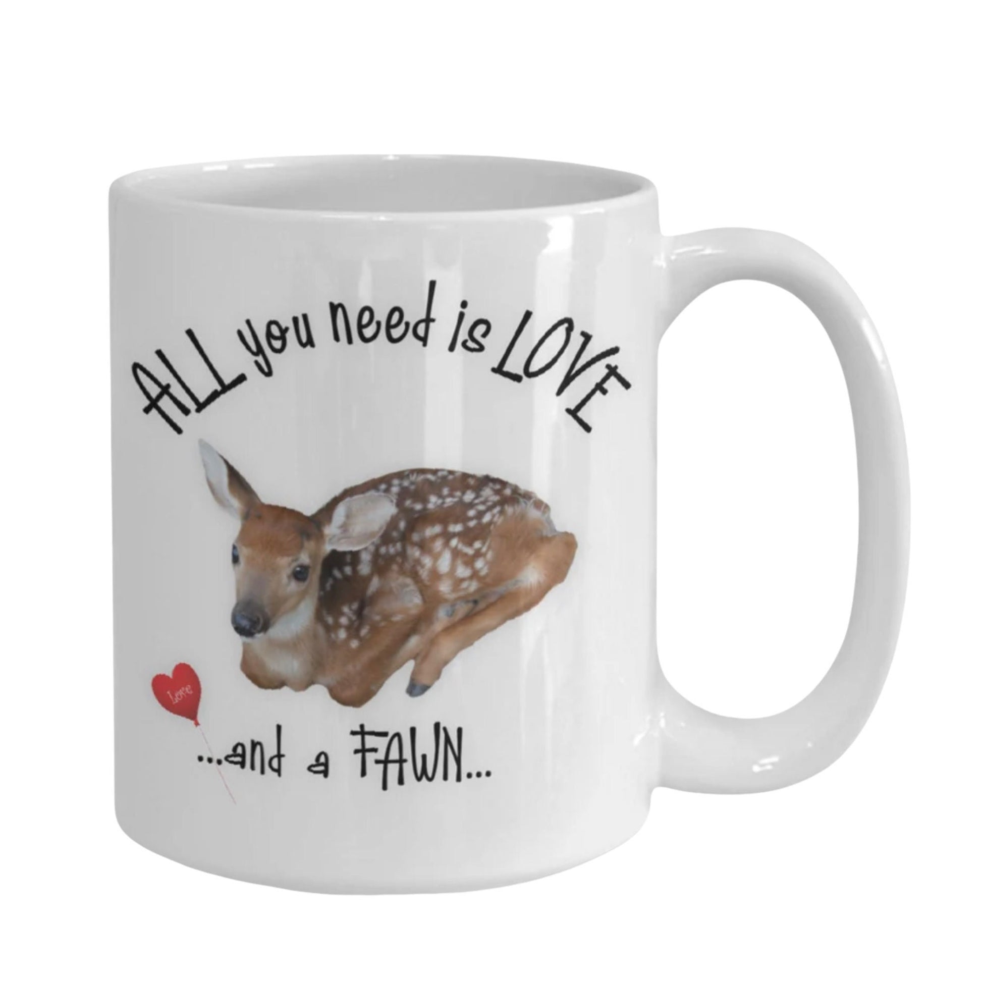 All you need is love with this charming fawn coffee mug