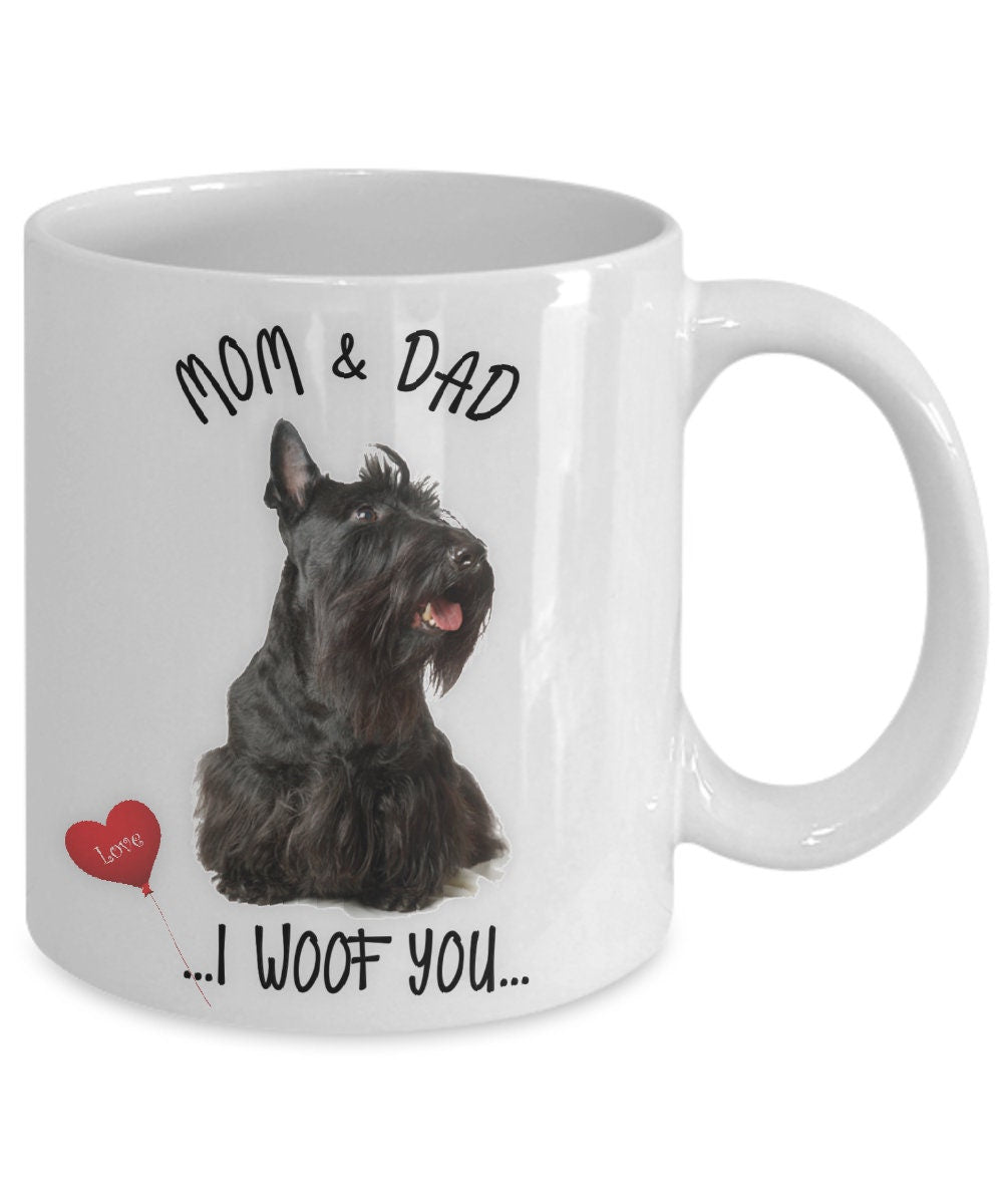 Scotty Dog Mug for Mom and Dad I Woof You Gift