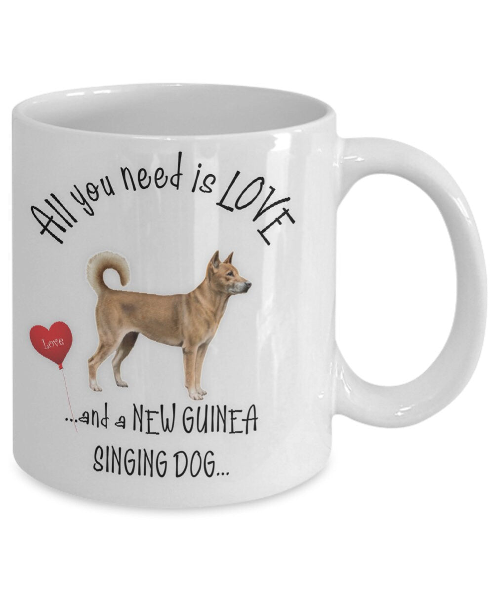 All you need is love and a Guinea Singing Dog ceramic mug
