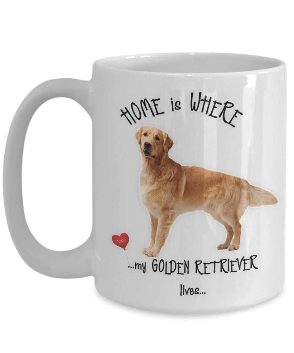 Home Is Where My Golden Retriever Lives Coffee Mug Gift