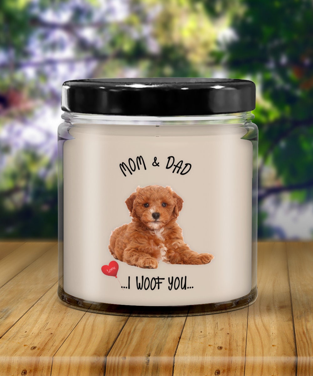 Mom and Dad I Woof You Cavapoo Dog Candle Gift