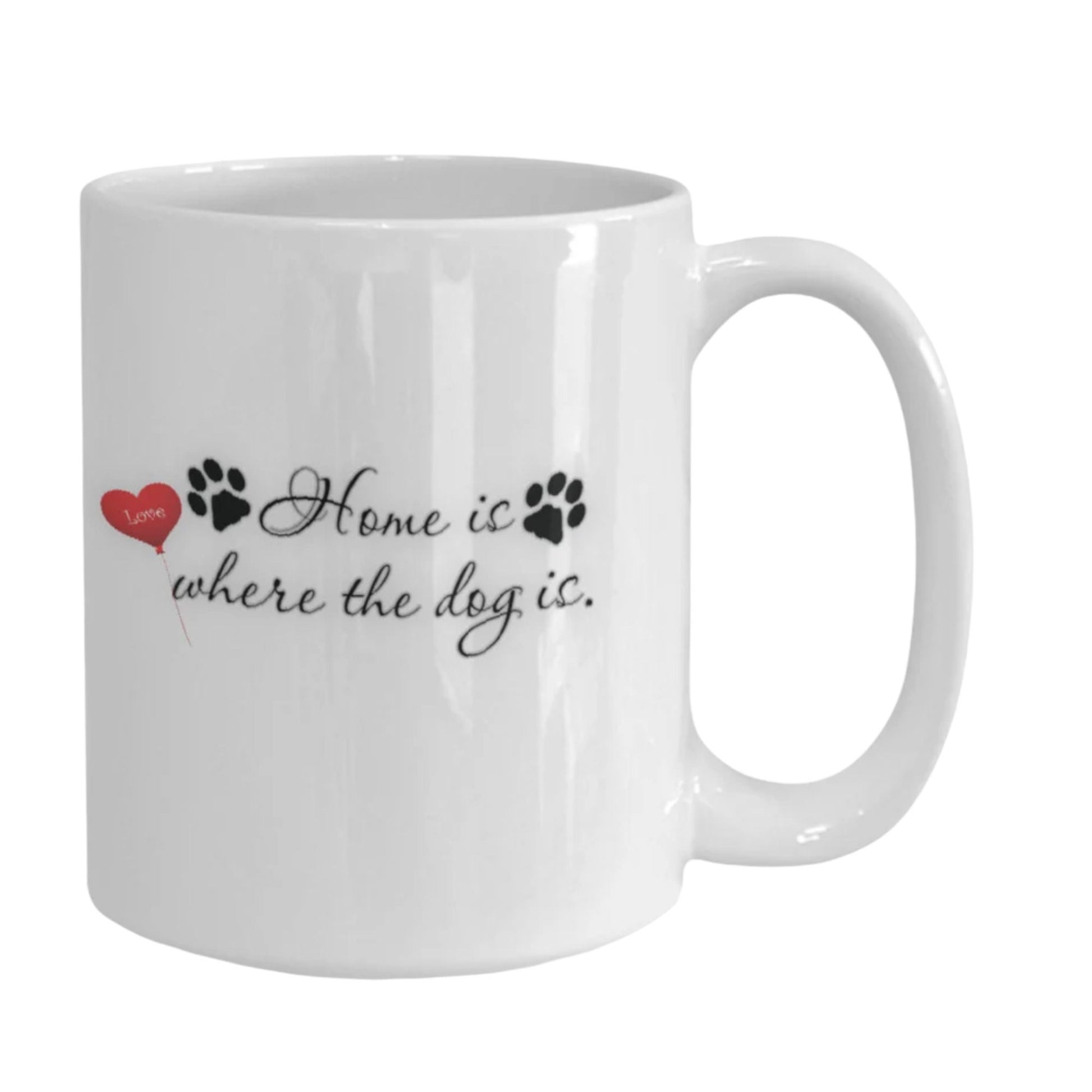 Dog mug with Home is where the dog is design for dog lovers