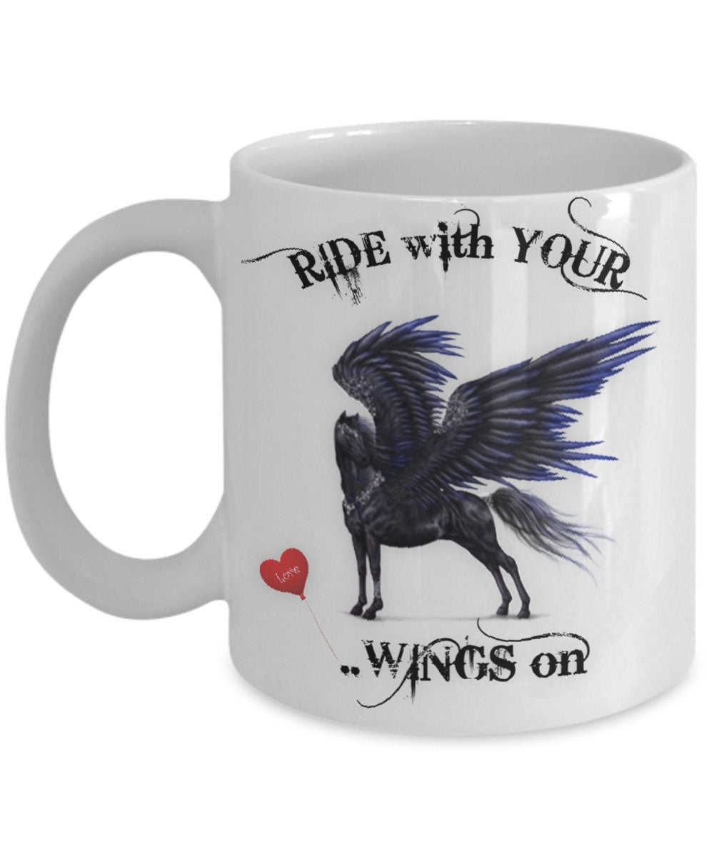 Ride with Your Wings On Horse Art Ceramic Coffee Mug