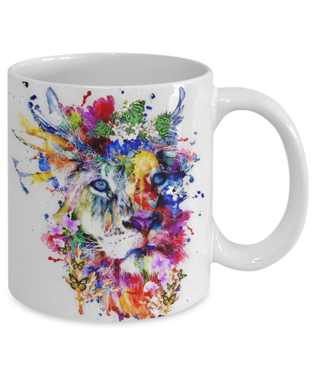 Artsy Lion Coffee Mug Makes a Unique and Colorful Gift Idea