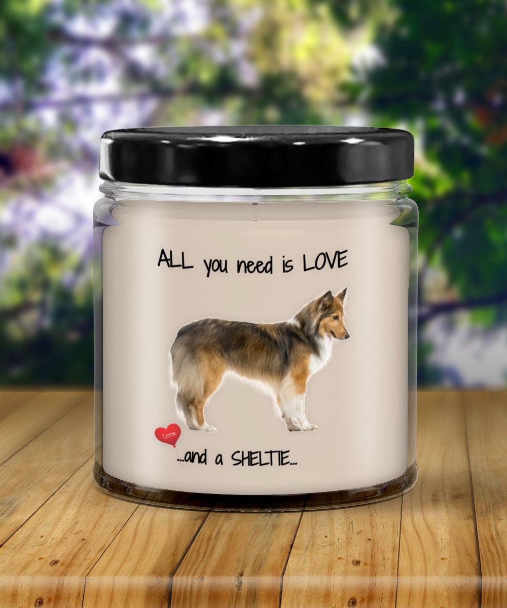 All you need is love and a Sheltie dog candle