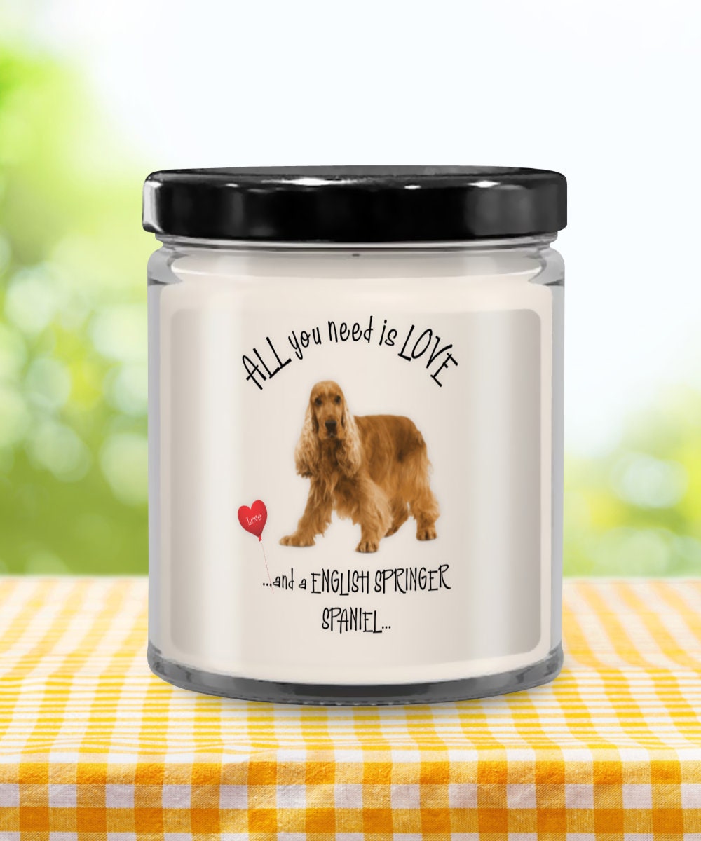 All you need is love with this English Springer Spaniel candle