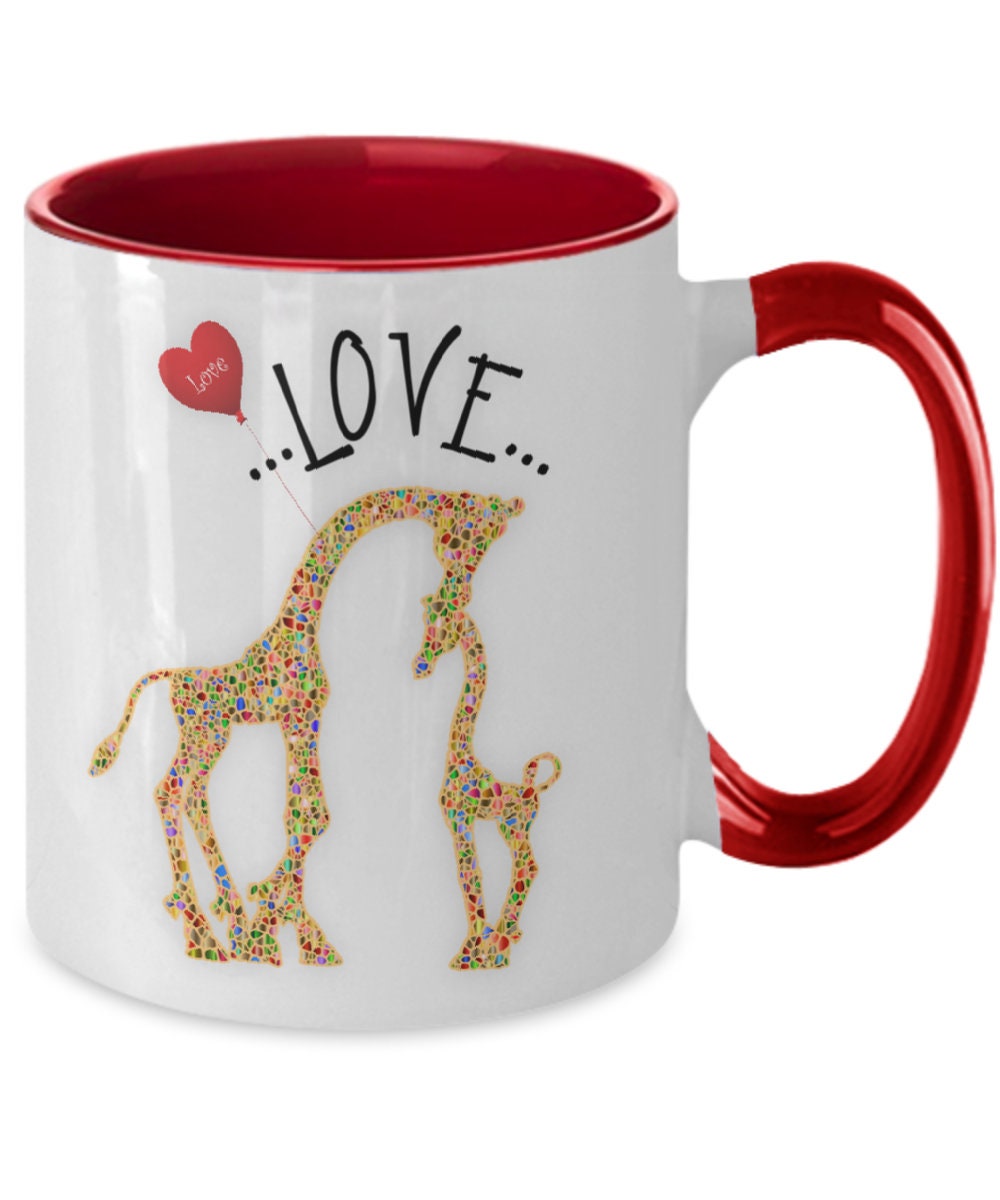 Giraffe Coffee Mug Unique Gift for Giraffe Lovers with Heart Design