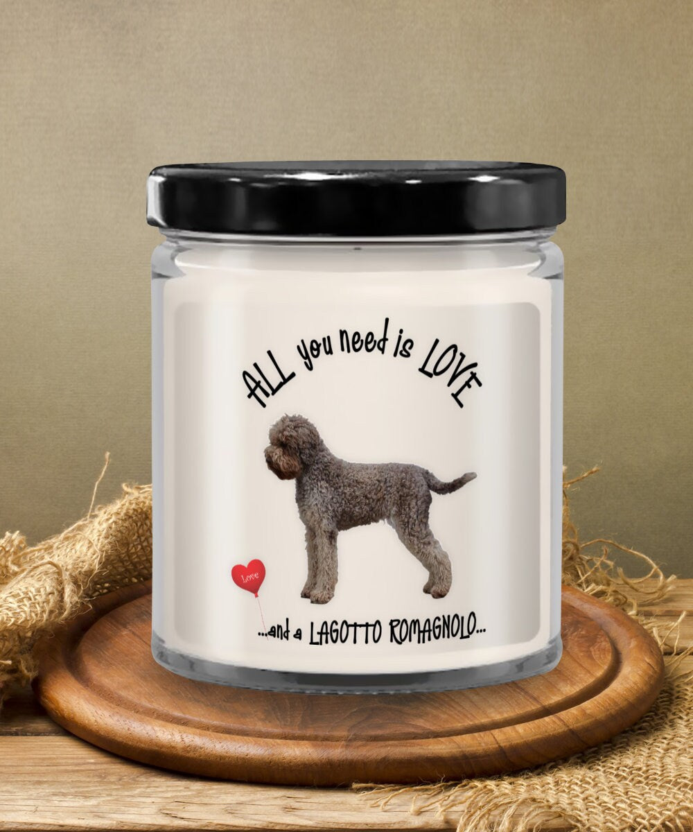 All you need is love and a Lagotto Romagnolo candle gift