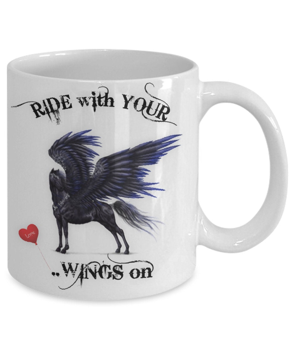 Ride with Your Wings On Horse Art Ceramic Coffee Mug