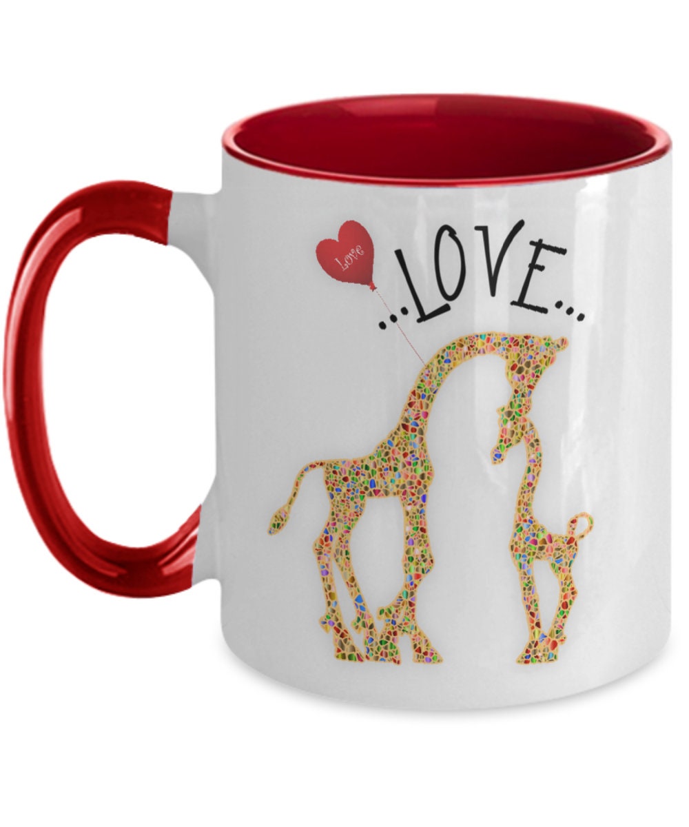 Giraffe Coffee Mug Unique Gift for Giraffe Lovers with Heart Design