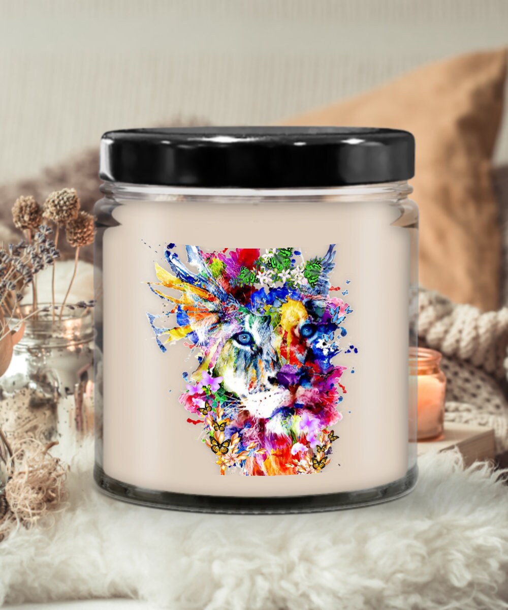 Artsy Lion Candle Gift Decorative Hand Poured Scented Decor