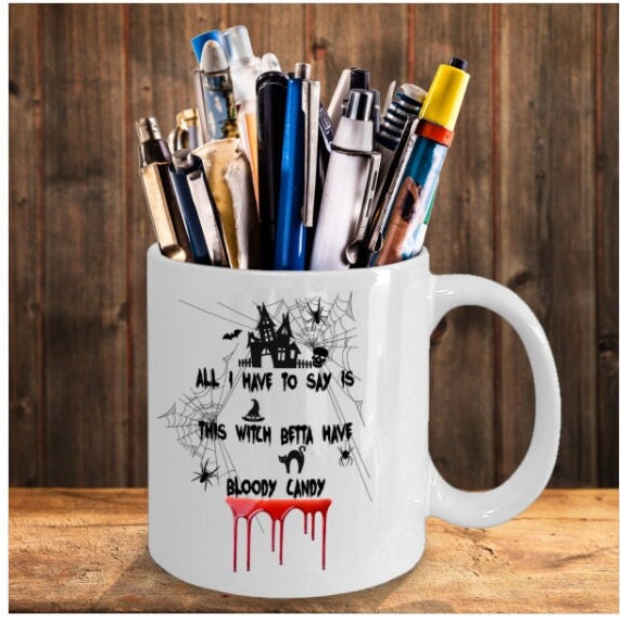 Witch Coffee Mug for Halloween with Spooky Candy Quote