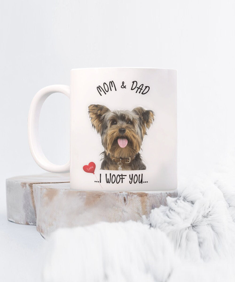Skye Terrier Dog Mug I Woof You Gift for Mom and Dad