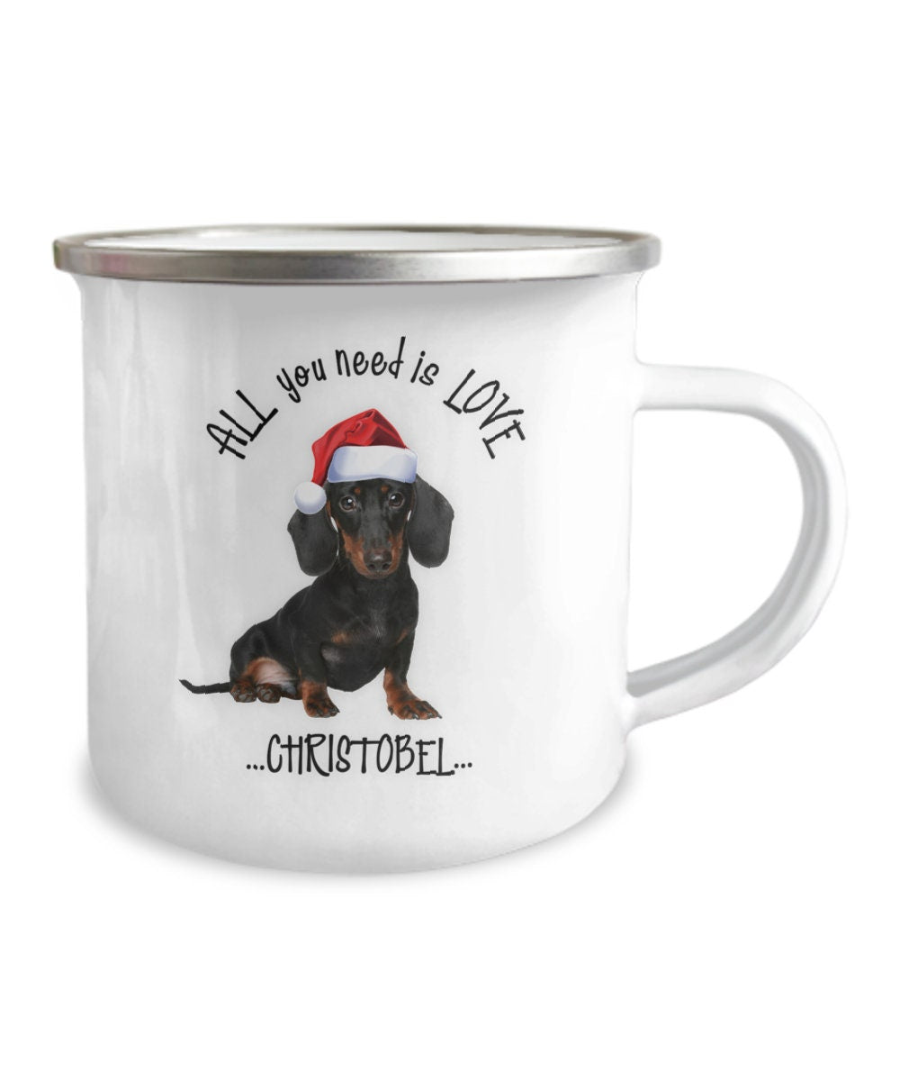 All you need is love and christobel holiday dog mug