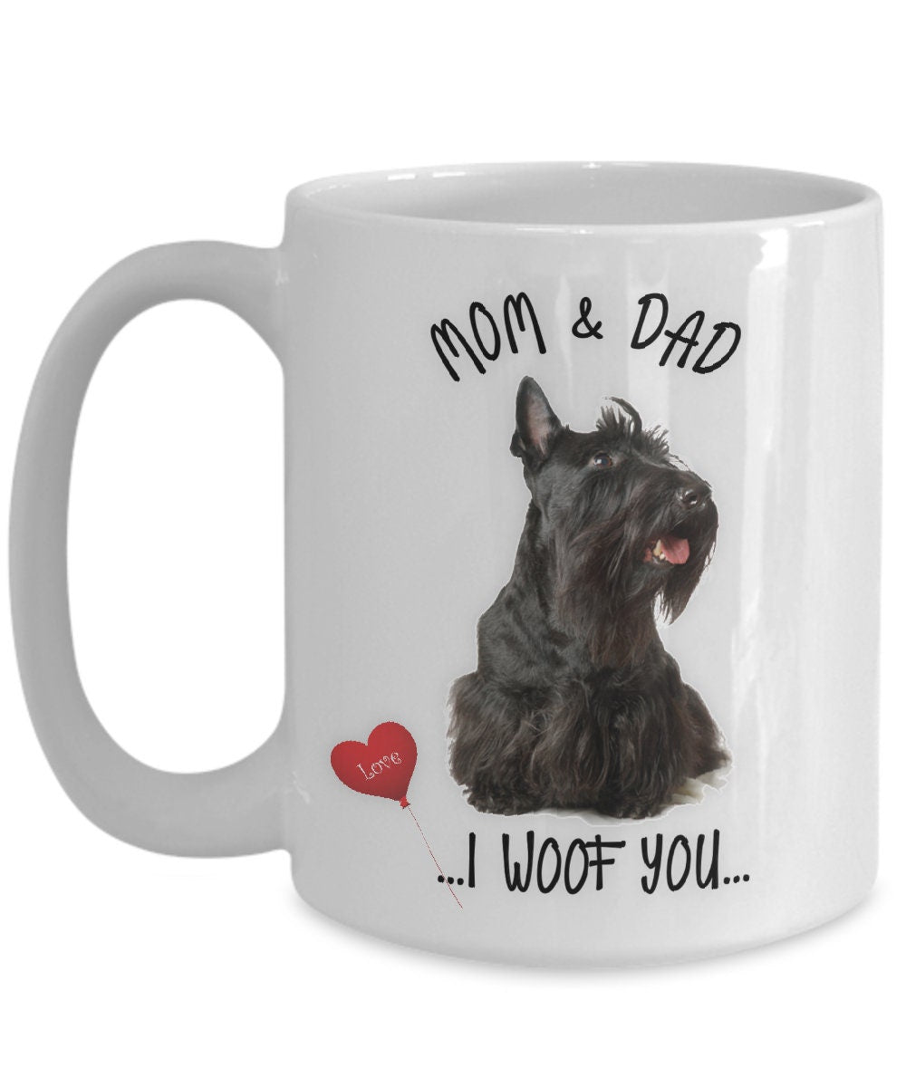 Scotty Dog Mug for Mom and Dad I Woof You Gift