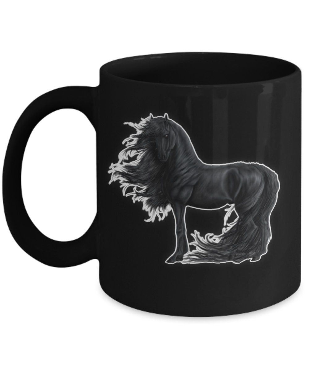 Black Stallion Horse Mug Perfect for Coffee Tea and Gifts
