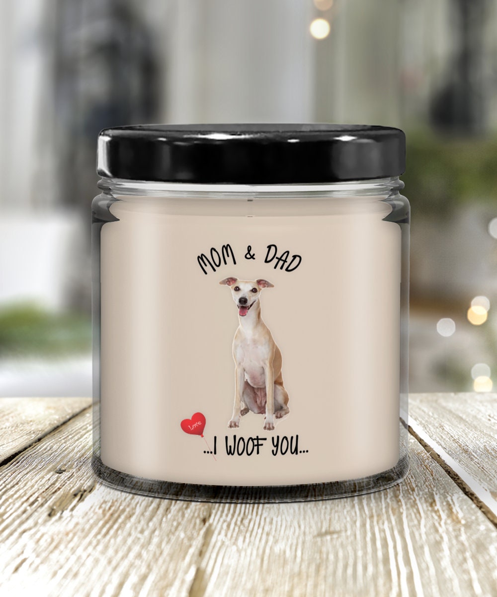 Whippet Candle I Woof You Vanilla Scented Gift for Dog Lovers